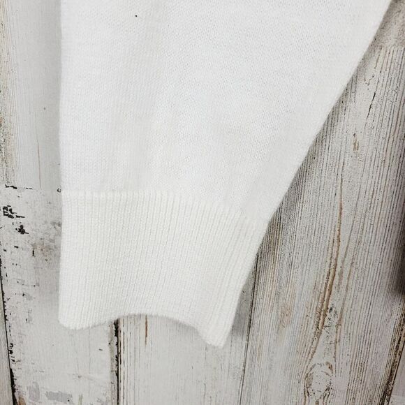 Worthington Embellished Scoop Neck Sweater White Size LP - Picture 10 of 11